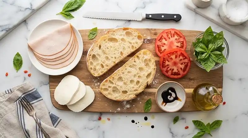 Caprese Turkey Lunch Sandwiches 2 ingredients for Caprese Turkey Lunch Sandwiches