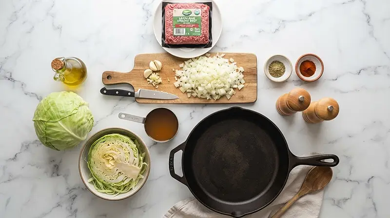 Dirty Cabbage Ground Beef Skillet 2 ingredients for Dirty Cabbage Ground Beef Skillet