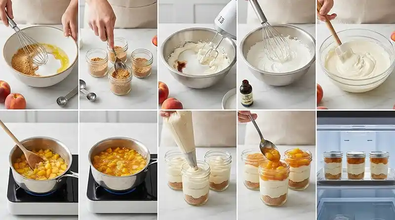 making the No-Bake Peach Cheesecake Cups