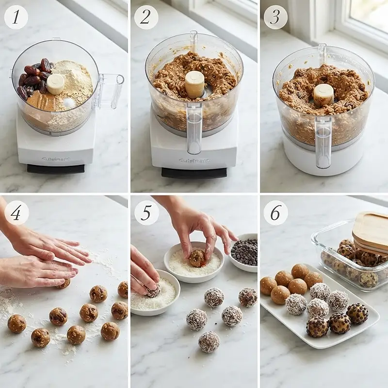 preparing the Almond Butter Date Protein Bites recipe