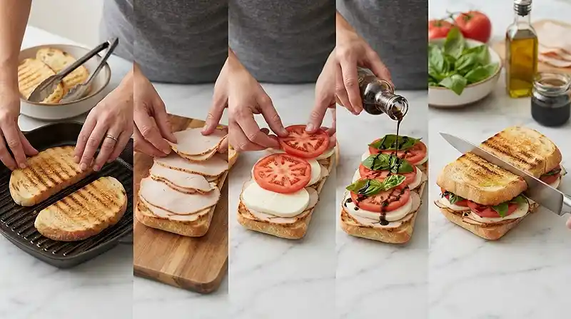 Caprese Turkey Lunch Sandwiches 3 preparing the Caprese Turkey Lunch Sandwiches