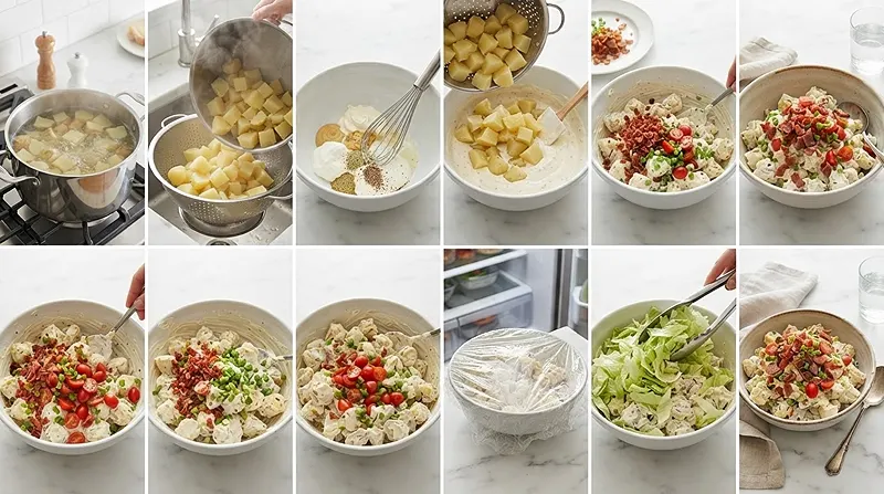 Creamy BLT Potato Salad Recipe 3 preparing the Creamy BLT Potato Salad
