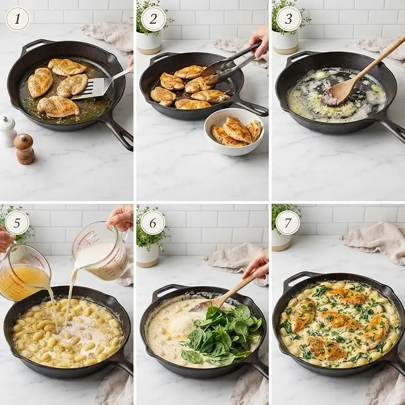 Garlic Butter Chicken Gnocchi Skillet 3 preparing the Garlic Butter Chicken Gnocchi Skillet