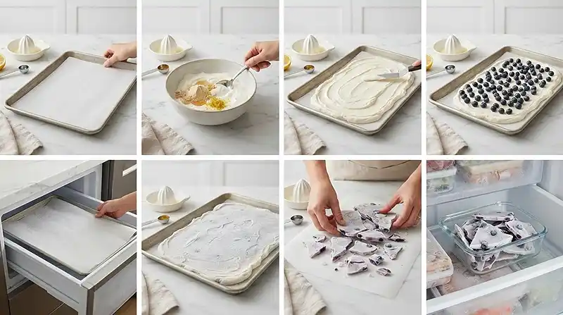 Lemon Blueberry Yogurt Protein Bark 3 preparing the Lemon Blueberry Yogurt Protein Bark
