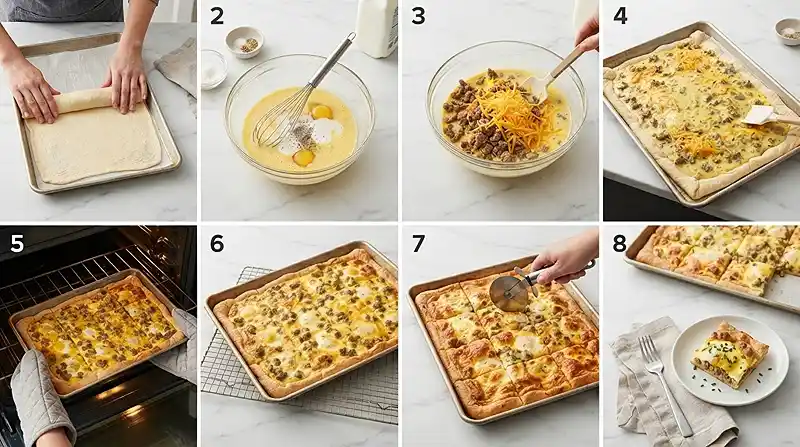 Sheet Pan Sausage Breakfast Squares 3 preparing the Sheet Pan Sausage Breakfast Squares
