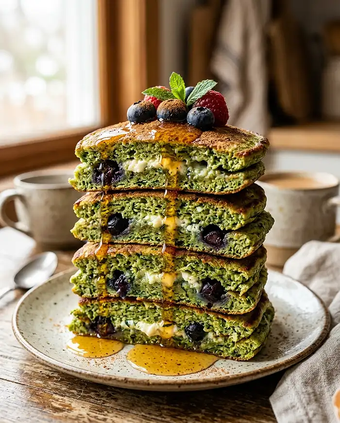 Cottage Cheese and Spinach Pancakes 5 spinach and cottage cheese pancakes