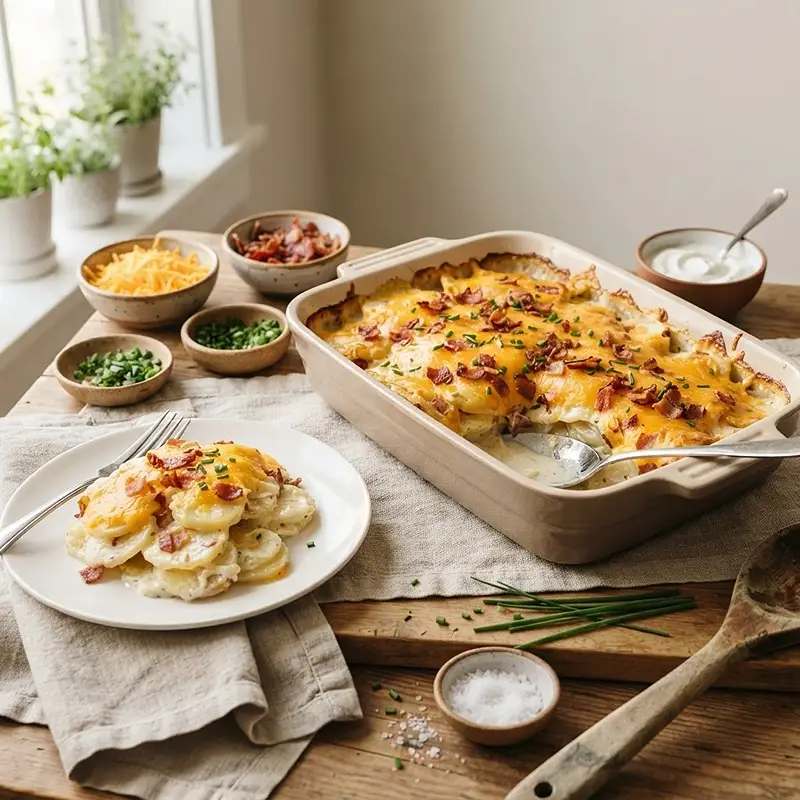 Bacon Ranch Potato Bake for a Crowd 4 Bacon Ranch Potato Bake RECIPE