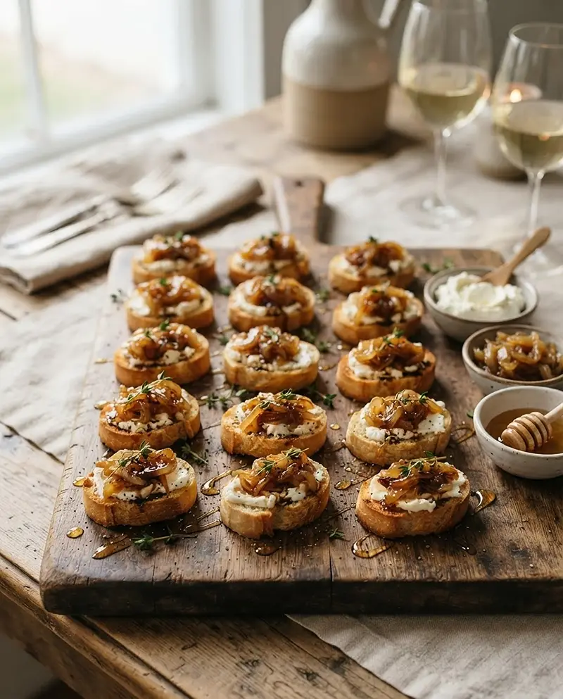 Caramelized Onion Goat Cheese Crostini 4 Caramelized Onion Goat Cheese Crostini RECIPE