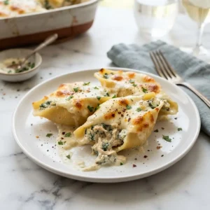 Chicken Alfredo Stuffed Shell Casserole 5 Chicken Alfredo Stuffed Shell Casserole