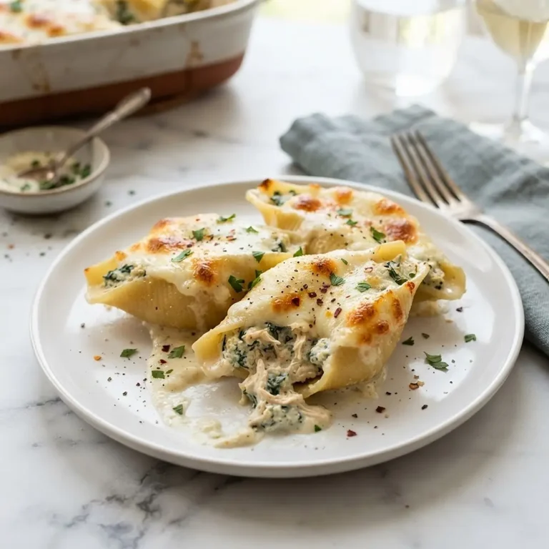 Chicken Alfredo Stuffed Shell Casserole