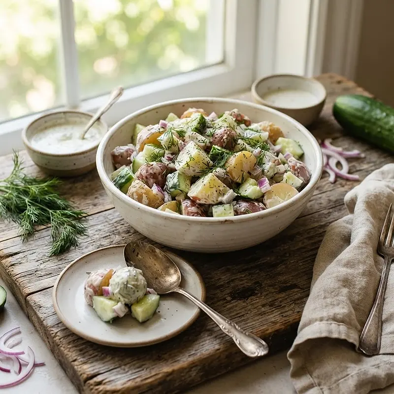 Creamy Cucumber Dill Potato Salad 4 PREPARING THE Creamy Cucumber Dill Potato Salad