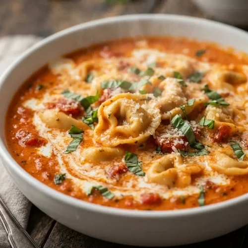 Creamy Roasted Tomato Tortellini Soup