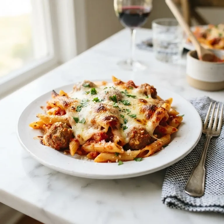 Garlic Parmesan Meatball Pasta