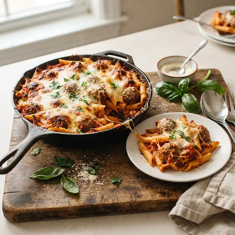 Garlic Parmesan Meatball Pasta Bake 4 Garlic Parmesan Meatball Pasta Bake