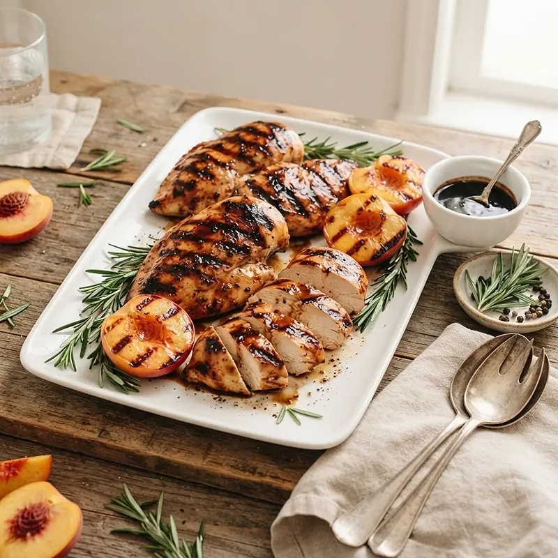 Grilled Peach Balsamic Chicken 4 Grilled Peach Balsamic Chicken RECIPE