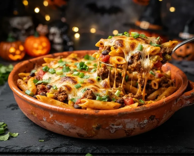 Halloween Taco Pasta Bake