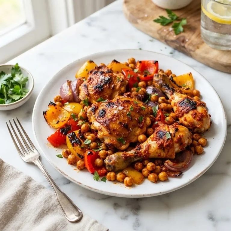 Harissa Chickpea Chicken Sheet Pan