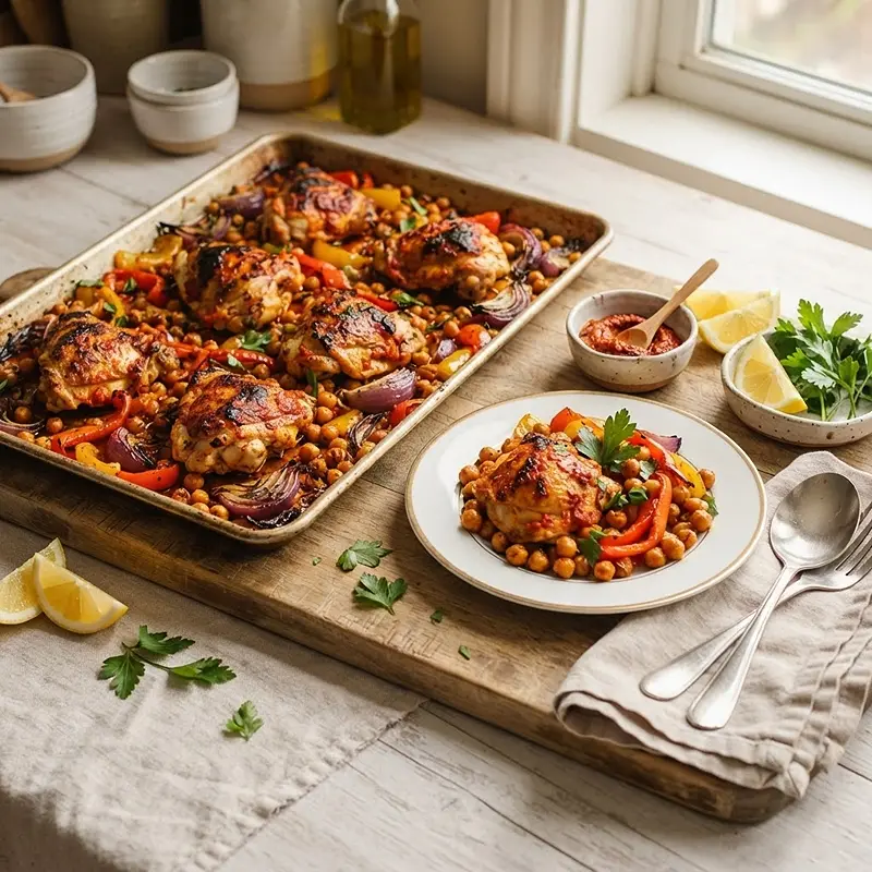 Harissa Chickpea Chicken Sheet Pan 4 Harissa Chickpea Chicken Sheet Pan RECIPE