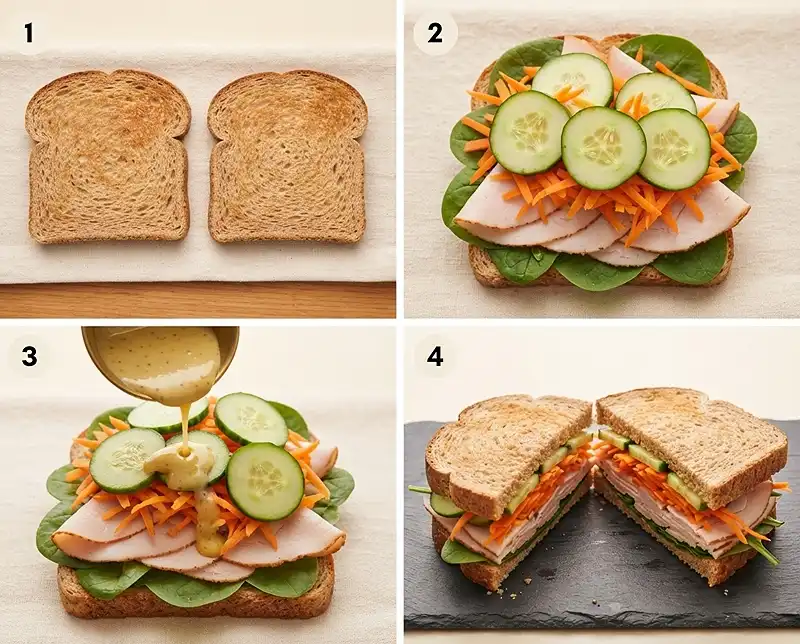 How to Make honey mustard turkey sandwich​