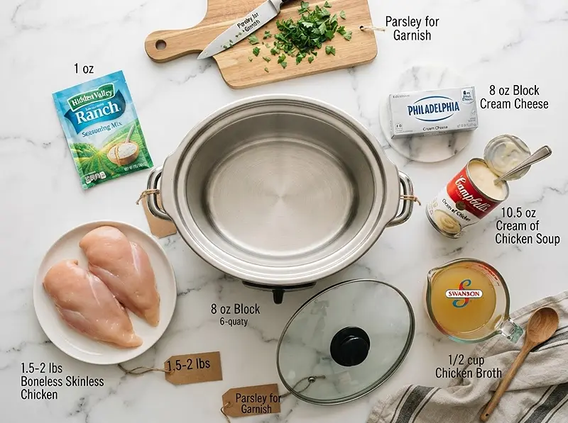 Slow Cooker Creamy Ranch Chicken 2 ING Slow Cooker Creamy Ranch Chicken