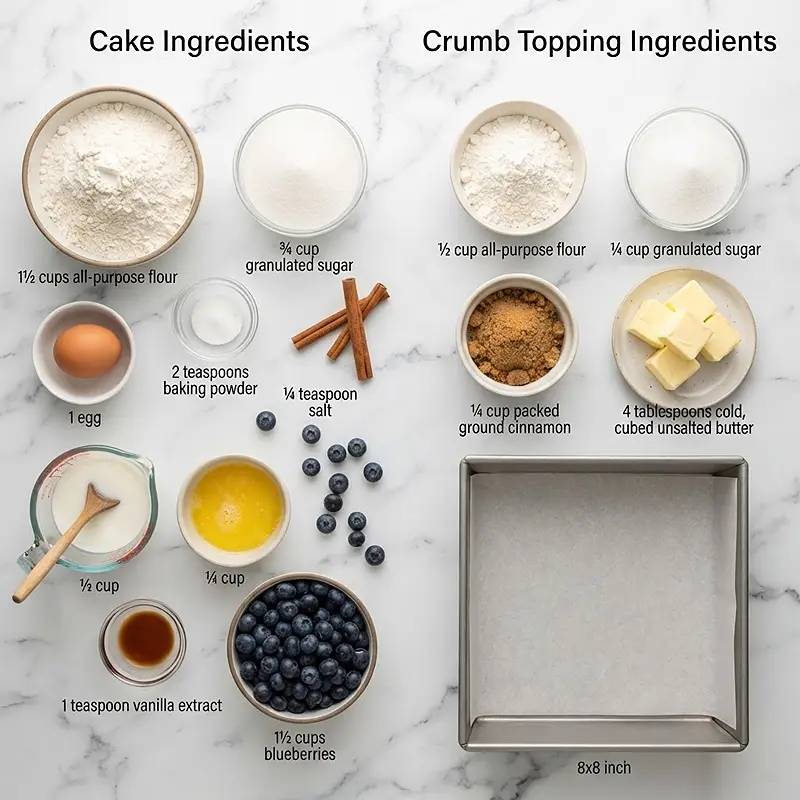 INGREDIENTS FOR Blueberry Muffin Crumb Cake