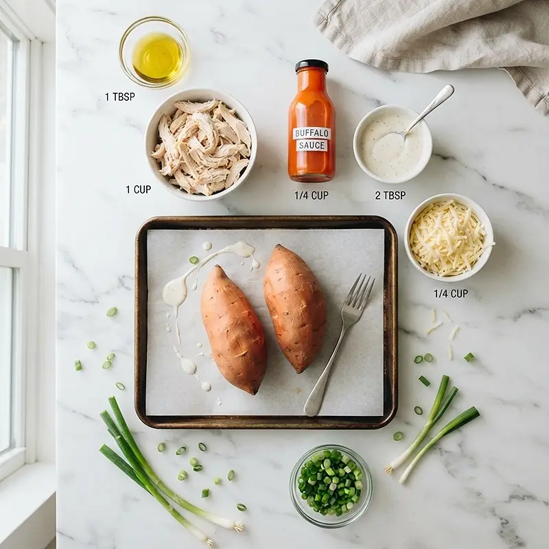 Buffalo Ranch Chicken Sweet Potatoes 2 INGREDIENTS FOR Buffalo Ranch Chicken Sweet Potatoes
