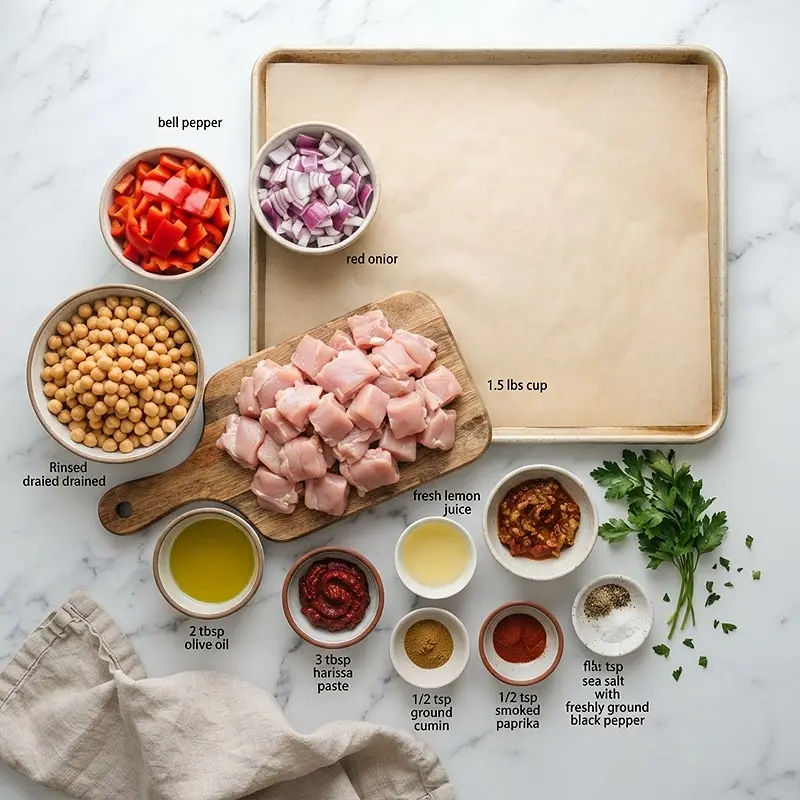 Harissa Chickpea Chicken Sheet Pan 2 INGREDIENTS FOR Harissa Chickpea Chicken Sheet Pan