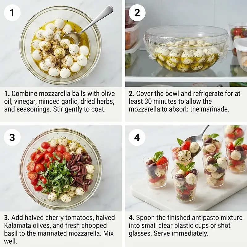 Marinated Mozzarella Antipasto Cups 3 MAKING THE Marinated Mozzarella Antipasto Cups