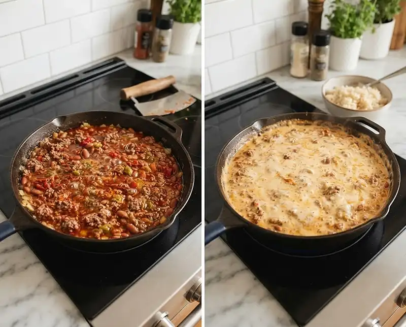 TikTok Swim Queso Beef and Rice Recipe 4 Making TikTok Swim Queso Beef and Rice