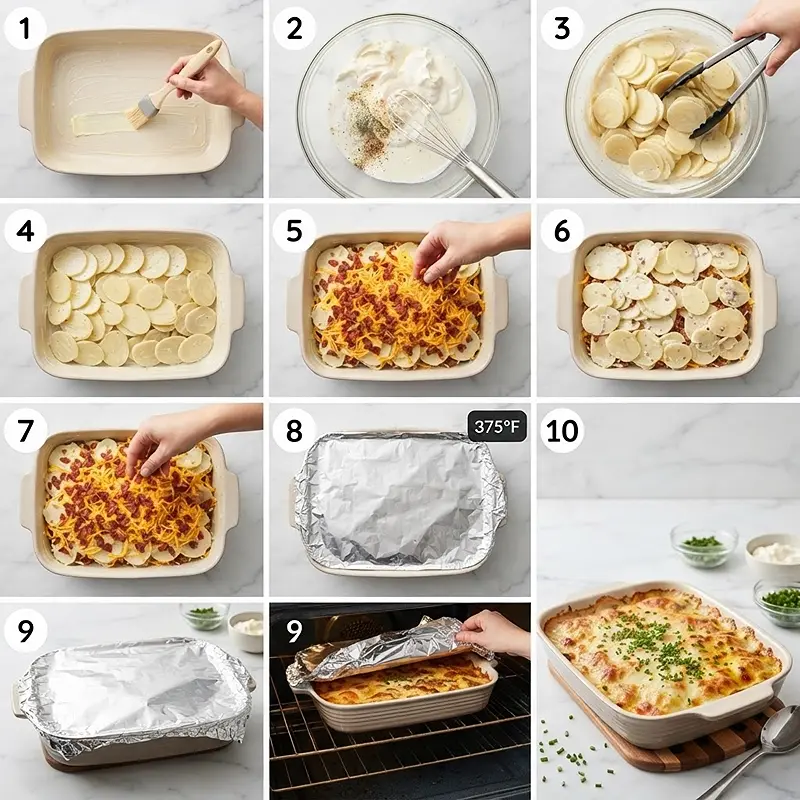 Bacon Ranch Potato Bake for a Crowd 3 PREPARING THE Bacon Ranch Potato Bake