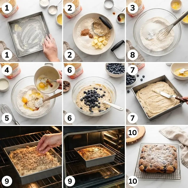 PREPARING THE Blueberry Muffin Crumb Cake