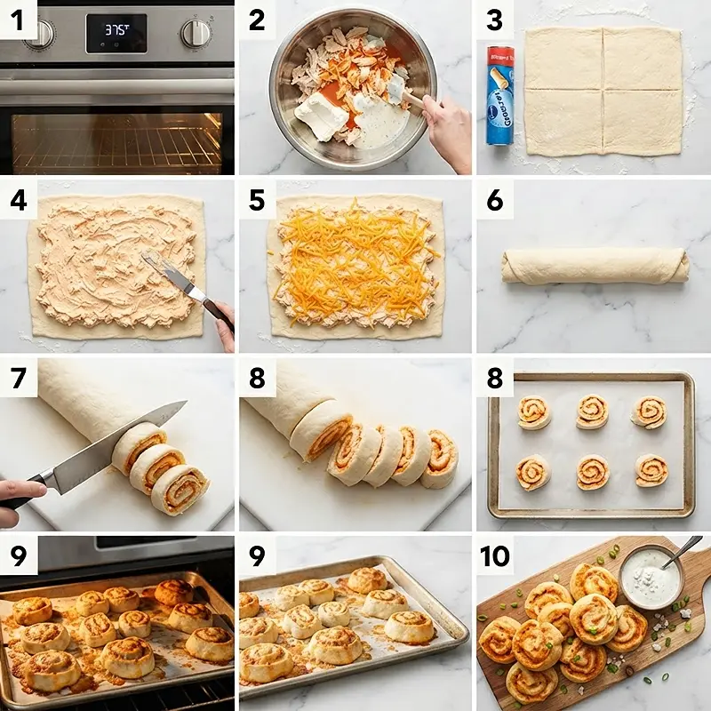 Buffalo Chicken Party Pinwheels 3 INGREDIENTS FOR Buffalo Chicken Party Pinwheels