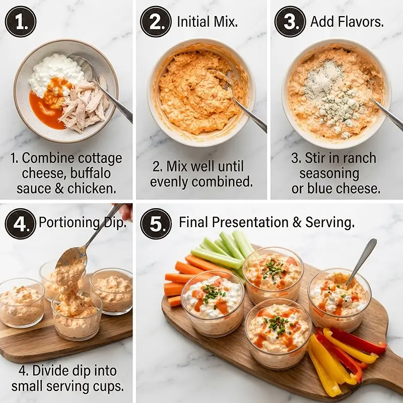 Cottage Cheese Buffalo Dip Cups 3 PREPARING THE Cottage Cheese Buffalo Dip Cups