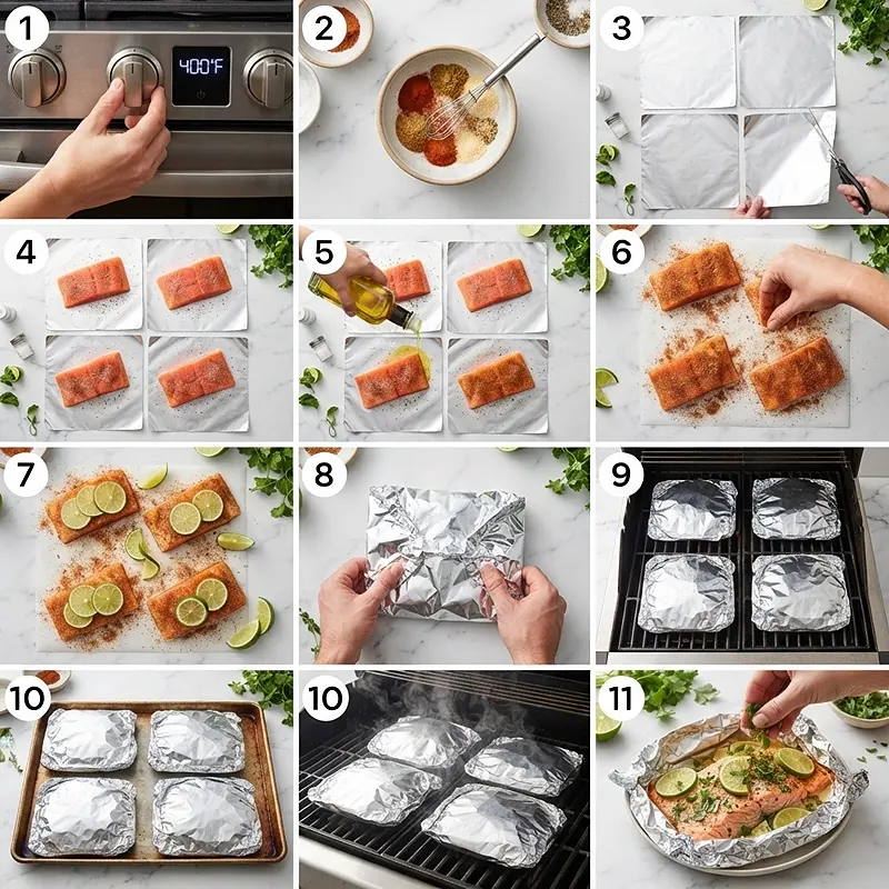 PREPARING THE Smoky Lime Salmon Foil Dinner