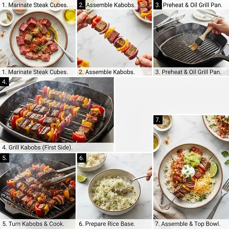 PREPARING THE Steak Fajita Kabob Bowls