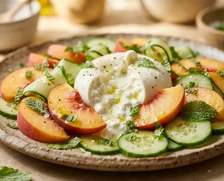 Taste with Purpose 12 Peach Cucumber Burrata Salad