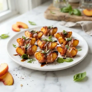 Roasted Peach Prosciutto Bites 5 Roasted Peach Prosciutto Bites