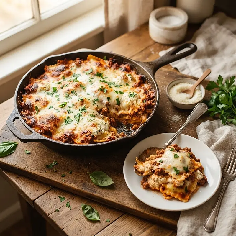 Skillet Lasagna Ravioli Bake 4 Skillet Lasagna Ravioli Bake RECIPE