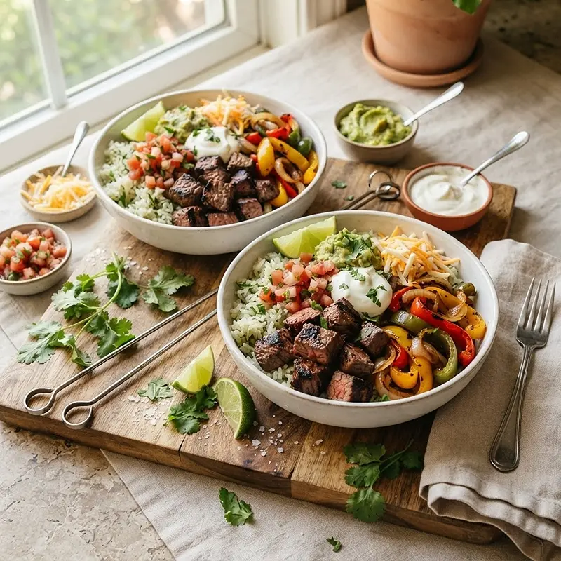 Steak Fajita Kabob Bowls RECIPE