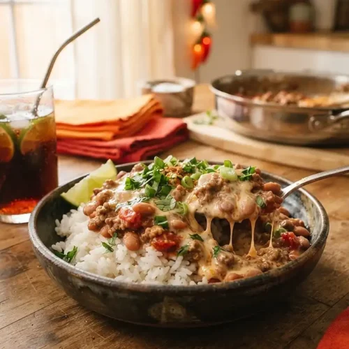 TikTok Swim Queso Beef and Rice Recipe 2 TikTok Swim Queso Beef and Rice