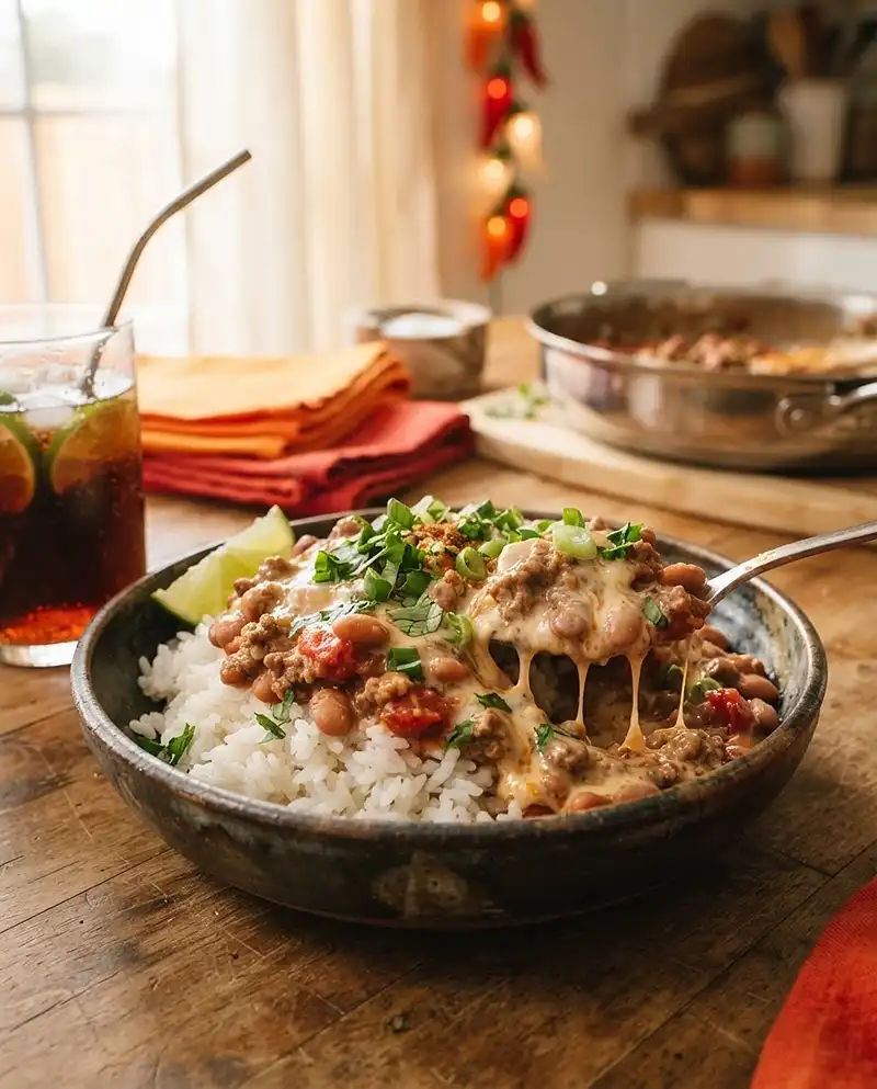 TikTok Swim Queso Beef and Rice Recipe 5 TikTok Swim Queso Beef and Rice