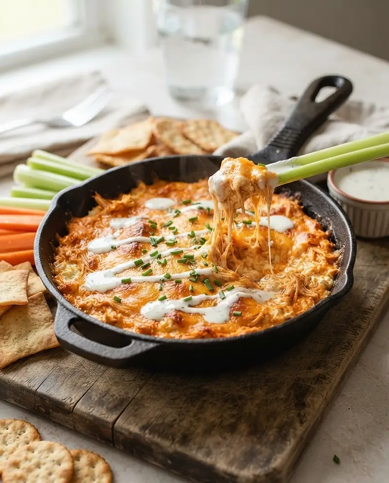 Warm Buffalo Chicken Dip with Cottage Cheese 4 Warm Buffalo Chicken Dip with Cottage Cheese RECIPE