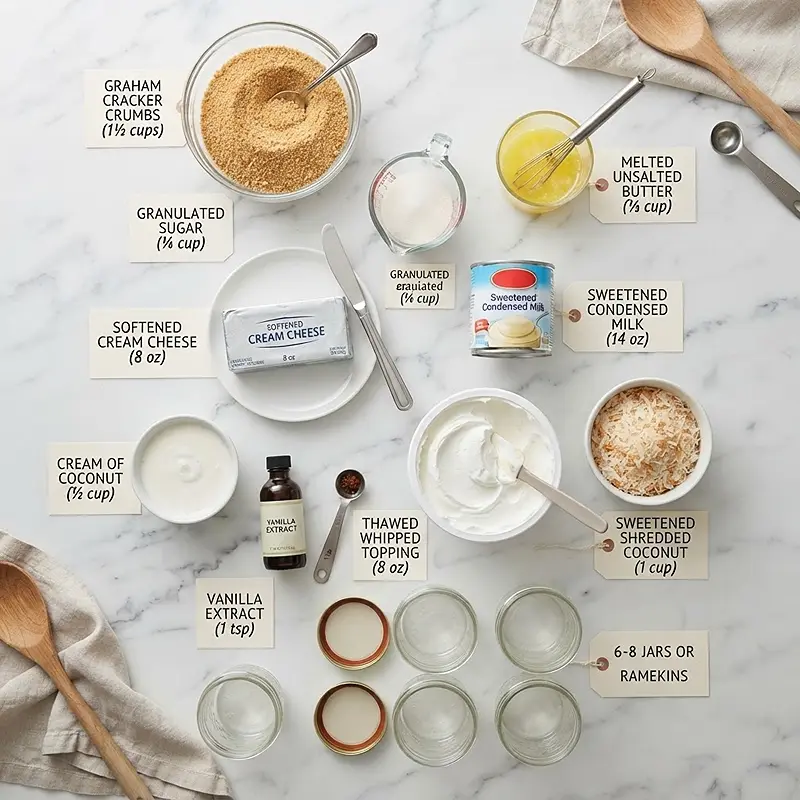 ingredients for No-Bake Coconut Cream Pie Jars