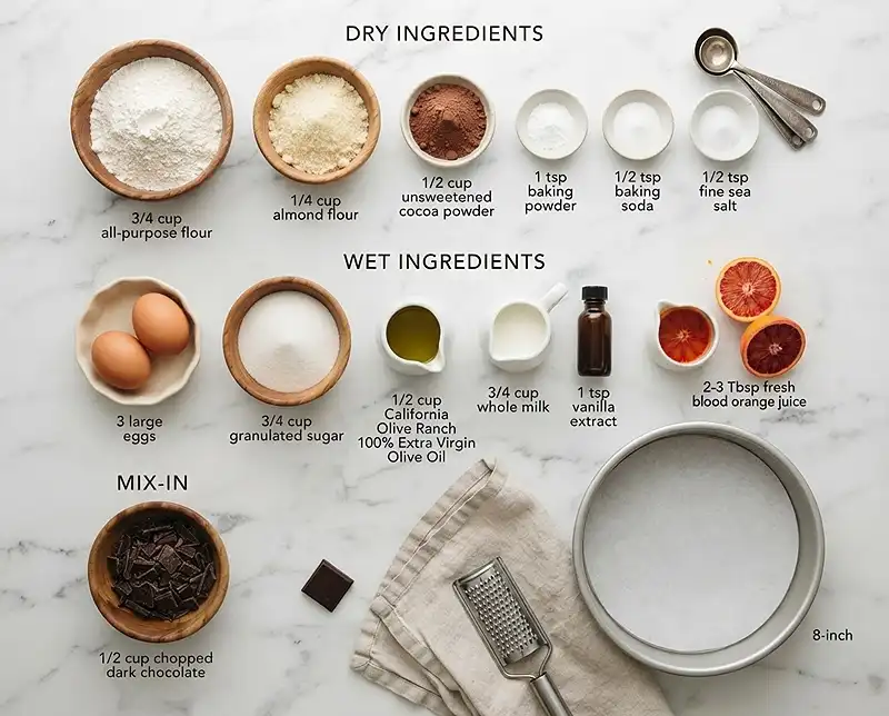 italian chocolate olive oil cake​ Ingredients