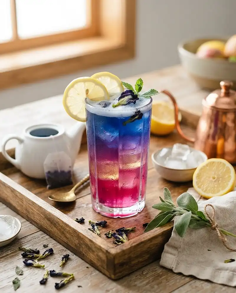 lemonade with butterfly pea flower​
