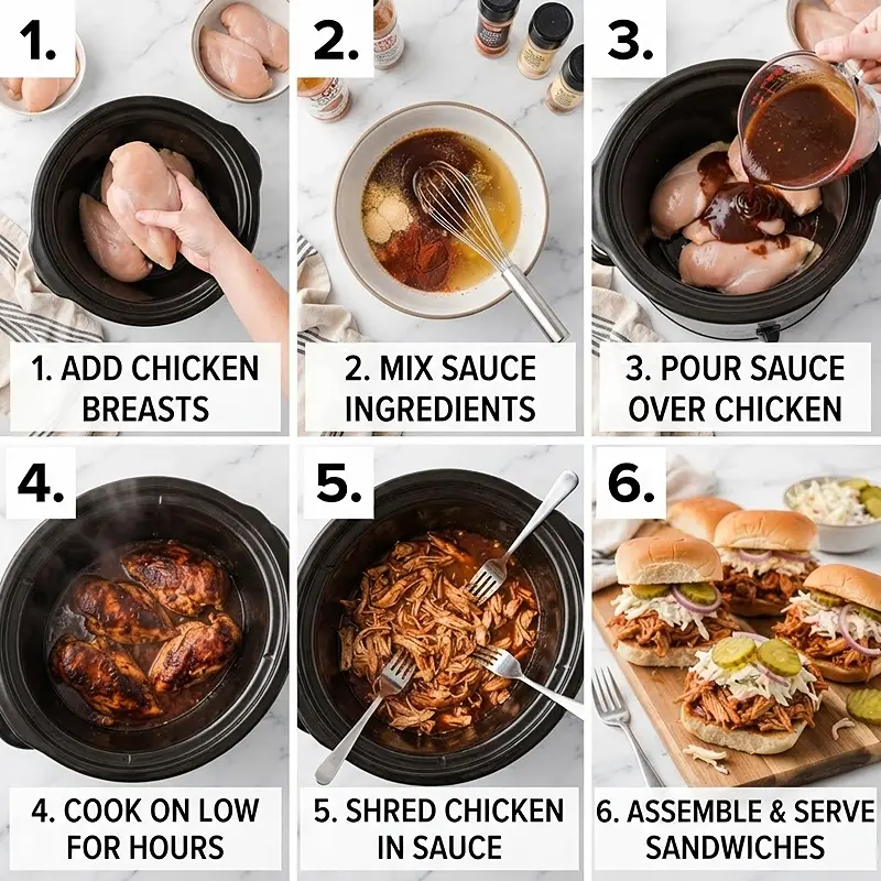 Pulled Chicken Party Sandwiches 3 making the Pulled Chicken Party Sandwiches