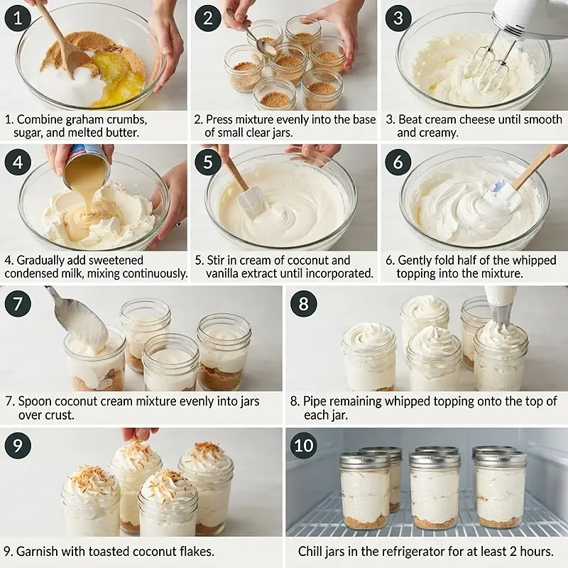 preparing the No-Bake Coconut Cream Pie Jars