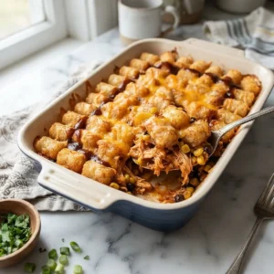 Cheesy BBQ Chicken Tater Tot Bake 5 the Cheesy BBQ Chicken Tater Tot Bake