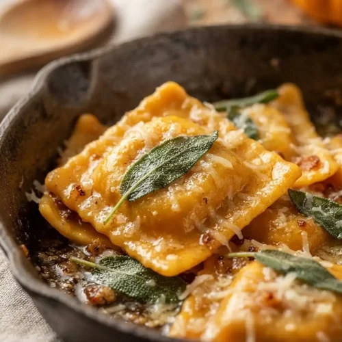 Brown Butter Pumpkin Ravioli Skillet