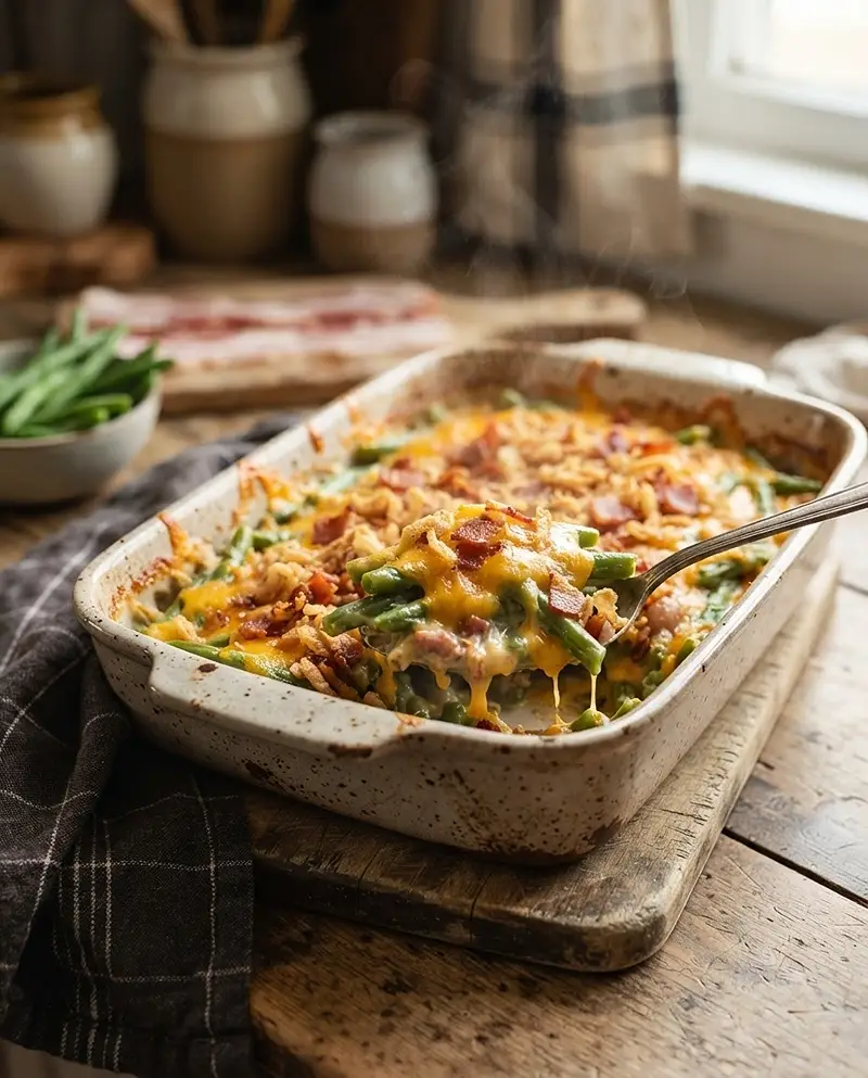Cheesy Bacon Green Bean Bake 4 Cheesy Bacon Green Bean Bake RECIPE